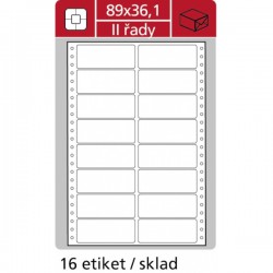 Etikety 89x36,1mm, 16 etiket/arch, dvouřadé, 8000 ks