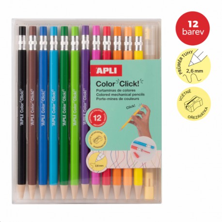 Pastelky stiskací Apli, 12 barev a ořezávátko