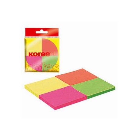 Samolep. bloček, 50x40mm, 4 NEON barvy x 50 listů, Kores