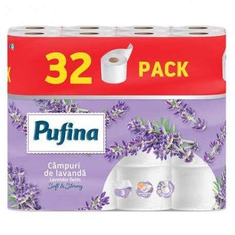 Toaletní papír Pufina "Lavender Fields", 3-vrstvý, 32 rolí