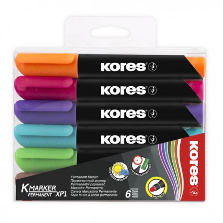 Popisovač Kores K-marker XP1, permanentní, sada 6 barev