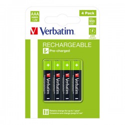 Baterie nabíjecí Verbatim AAA, 1,2V/950 mAh, NiMh, 4ks