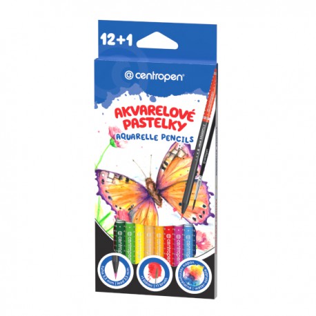 Pastelky akvarelové Centropen 12 barev + štětec