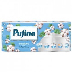 Toaletní papír Pufina, 3 vrstvý, 8 rolí