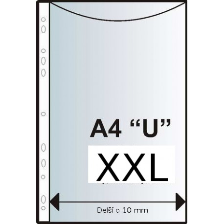 Zakládací obal závěs. A4 "U", XXL, čirý, 100 ks, rozšířený