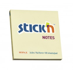 Samolep. bloček, 76x76mm, 100 listů, žlutý, Hopax