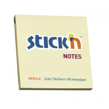 Samolep. bloček, 76x76mm, 100 listů, žlutý, Hopax