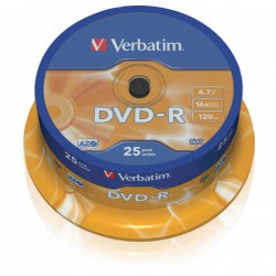 DVD-R Verbatim, 4.7GB, 16x, CakeBox 25 ks