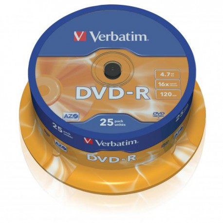 DVD-R Verbatim, 4.7GB, 16x, CakeBox 25 ks