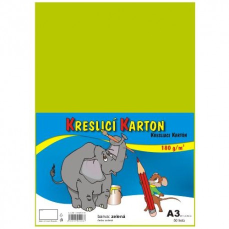 Karton kresl. A3/180g, světle zelený