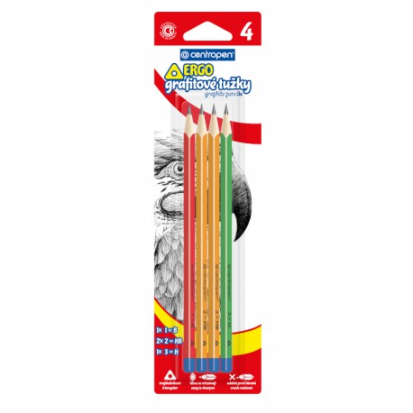 Grafitová tužka Centropen trojhran. 4x, 1xč.1, 2xč.2, 1xč.3