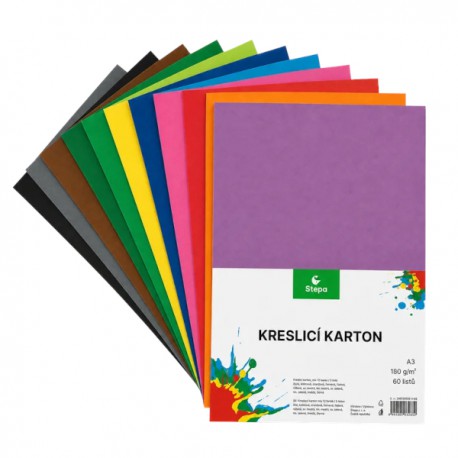 Karton kresl. A3/180g 12x5 archů, mix barev