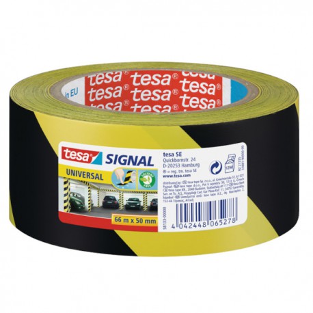 Lepící páska Tesa 50mm x 66m, žluto-černé pruhy, výstra