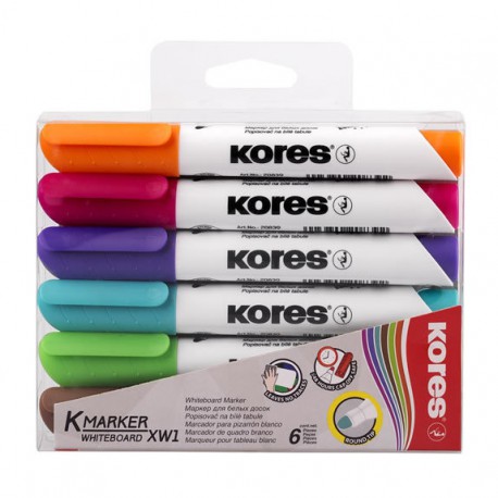 Popisovače Kores K-marker na bílé tabule, sada 6 barev