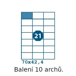 Etikety S 70,0x42,4mm, 21 etiket x 10 archů