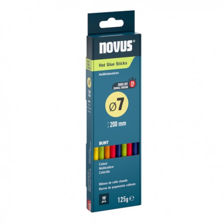 Lepící tyčinky Novus pro tavné pistole, 7 mm, 16 ks, barevné