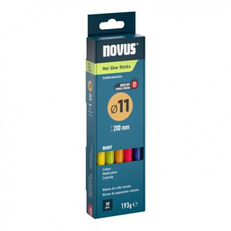 Lepící tyčinky Novus pro tavné pistole, 11mm, 10 ks, barevné