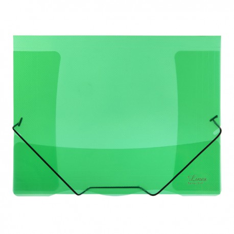 Desky A4, 3 klopy + gumičky, transparent, zelené