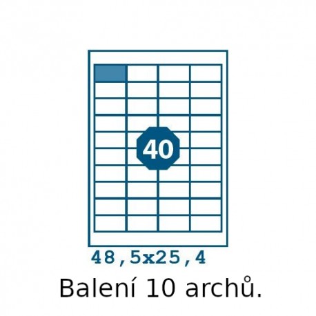 Etikety S 48,5x25,4mm, 44 etiket x 10 archů