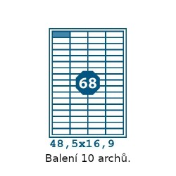 Etikety S 48,5x16,9mm, 68 etiket x 10 archů