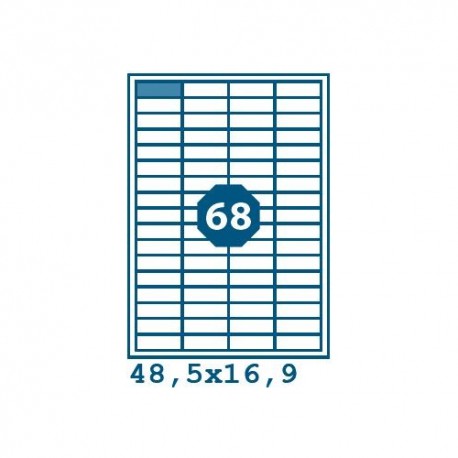 Etikety S 48,5x16,9mm, 68 etiket x 100 archů