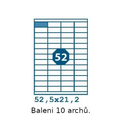Etikety S 52,5x21,2mm, 56 etiket x 10 archů