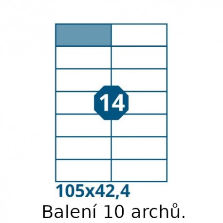 Etikety S 105,0x42,4mm, 14 etiket x 10 archů
