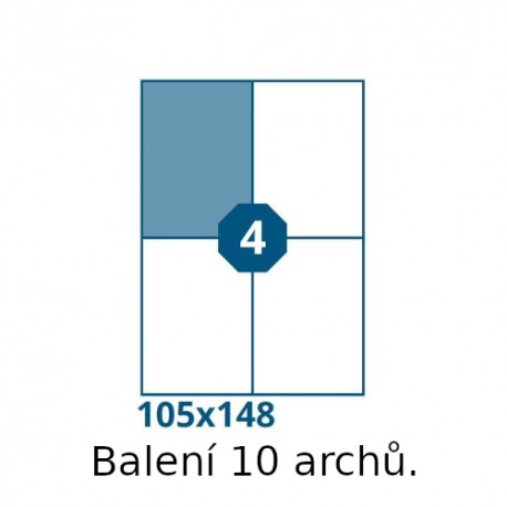 Etikety S 105,0x148,0mm, 4 etikety x 10 archů