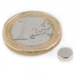 Magnet neodymový NdFeB kulatý průměr 6 mm, výška 2 mm