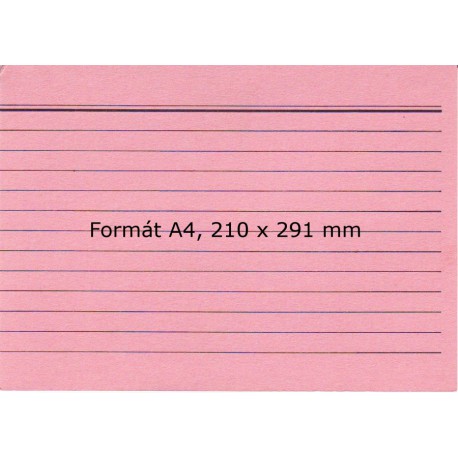 Lístkovnicové karty A4 linkované, červené, 100 ks